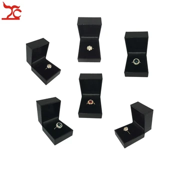 

6Pcs Jewelry Ring Box Organizer High End Black Texture Leatherette Ring Box Wedding Engagement Party Ring Gift Box 5*4.5*3.5CM