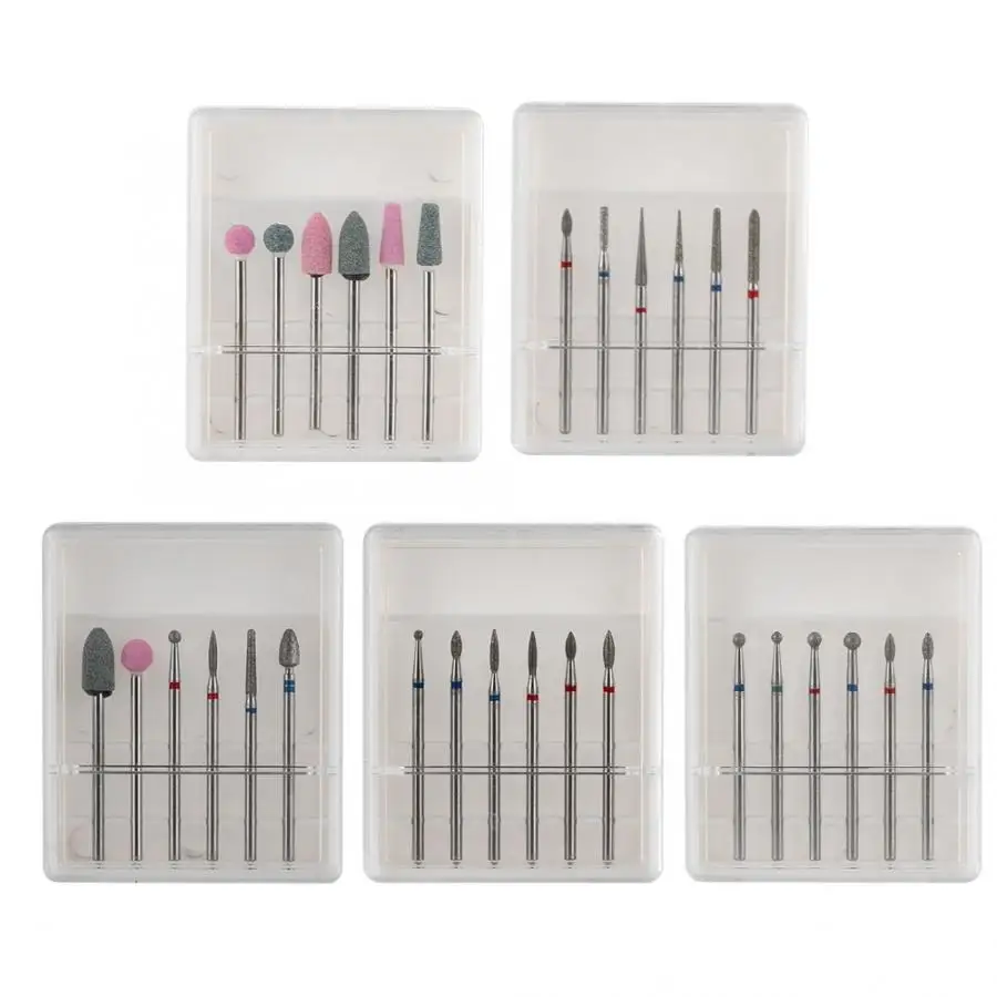 6pcs Nail Drill Bits File Grinding Head Set Electric Manicure Pedicure Nails Tools Clean Machine Accessories | Красота и здоровье