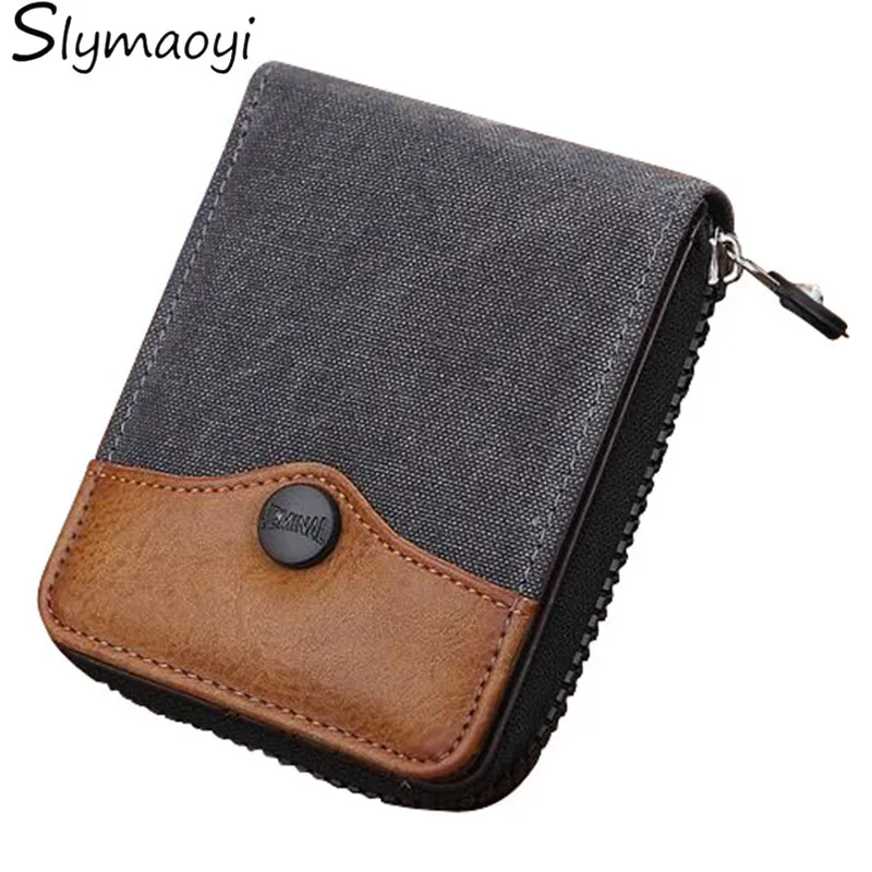 

Cowboy Canvas Men Wallet Large-capacity Man Short Wallets Vintage Purses High Quality with Coin Pocket Zipper Coin Purse