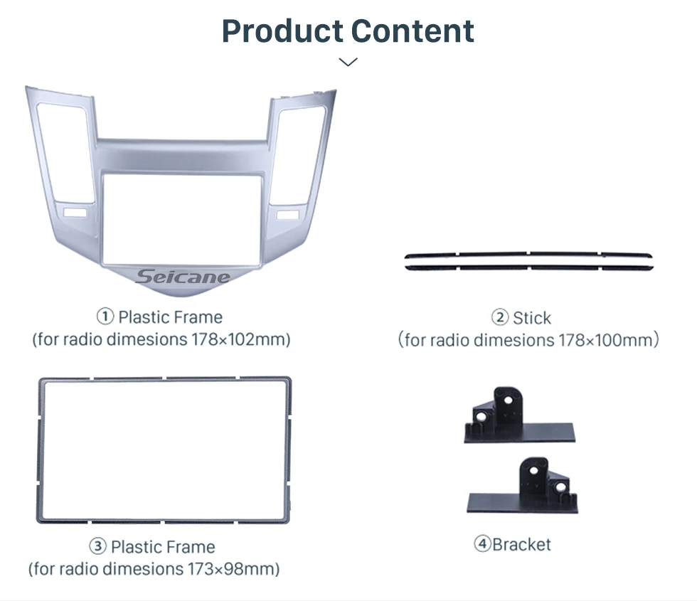 Seicane серебро 178*102 мм двойной Дин радио фасции рамка Установка отделка комплект панель для Chevrolet Cruze 2009 2010 2011