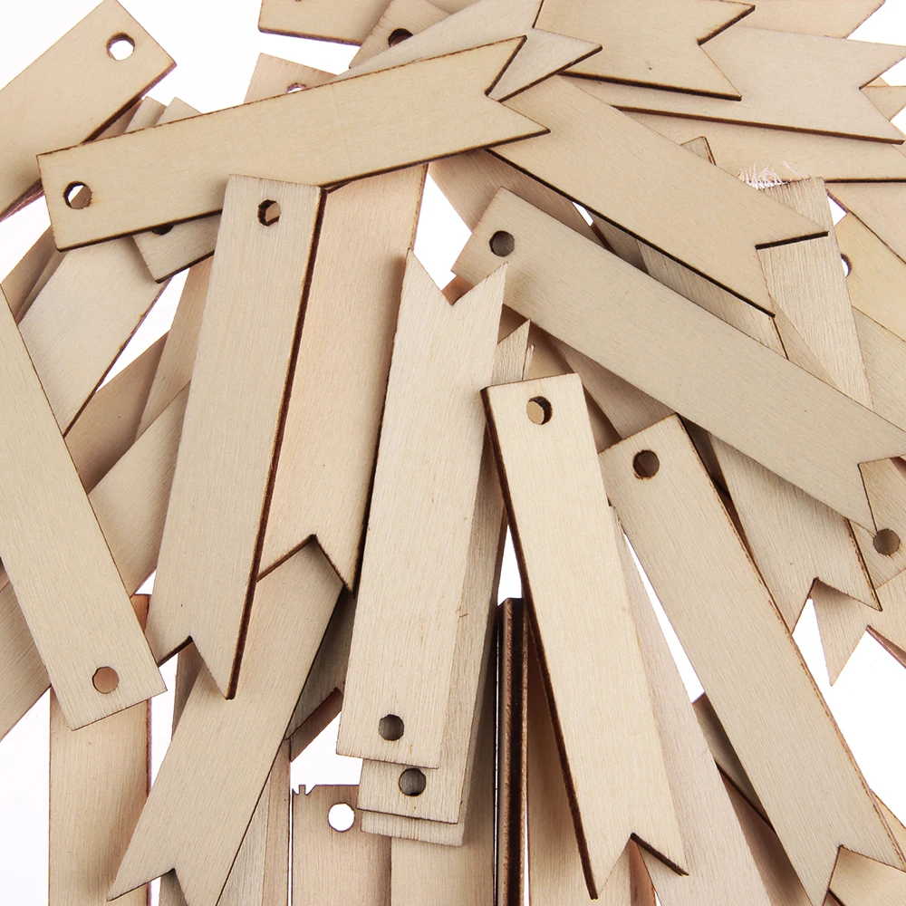 

50pcs/set Unfinished Blank Rectangle Wooden Hanging Tags with Rope for Scrapbooing Party Favor Wedding Gift Tags