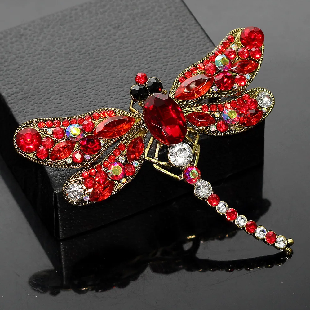 

Vintage Animal Dragonfly Shinny Large Insect Brooches Crystal Rhinestone Brooches for Women Dress Scarf Brooch Pin Jewelry Gift