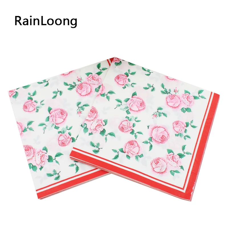 rainloong blue rose printed paper napkin flower festive party flower print paper napkins