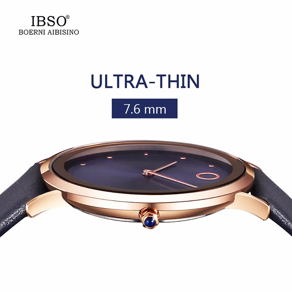 IBSO женские модные часы ультра тонкие часы для влюбленных Аналоговые часы с ремешком из натуральной кожи Montre Femme 8160