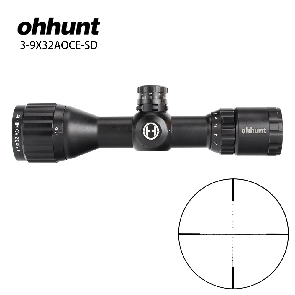 Ohhunt охотничья оптика 3 9x32 AO Compact 1/2 половинный мил Dot Riflescopes Turrets Блокировка с