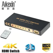 Aikexin 5 Entrada 1 Saída HDMI Switch 4 K, 5 port Switcher HDMI1.4 Hub Box com Controle Remoto IR Suporte 4 K x 2 K 1080 P 5X1 HDMI Adaptador 4 K