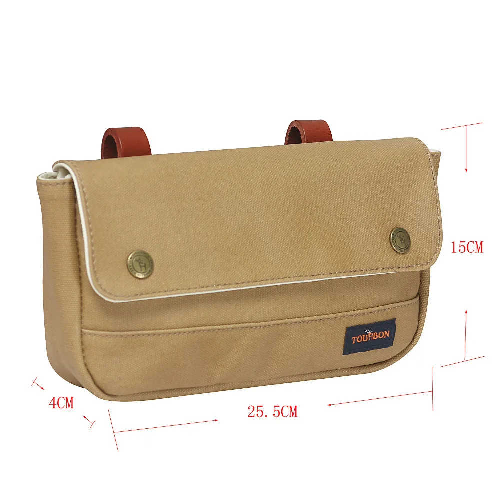 Discount Tourbon Vintage Bicycle Handlebar Bag Cycling Front Phone Pouch Multi-Purpose Bike Accessories Brown Waxed Waterproof Canvas 6