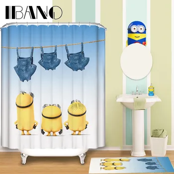 

Minions Pattern Shower Curtain Customized Shower Curtain Waterproof Bathroom Fabric 165x180cm Shower Curtain For The Bathroom