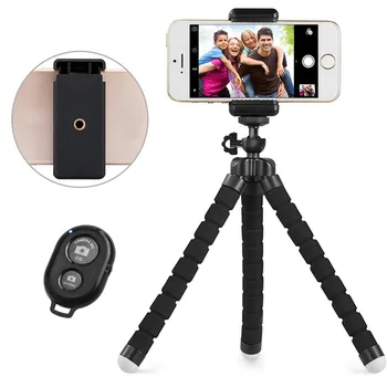 

Flexible Sponge Octopus Mini Tripod With Bluetooth Remote Shutter For iPhone 7 8 X Android Mini Camera Tripod Holder Clip Stand