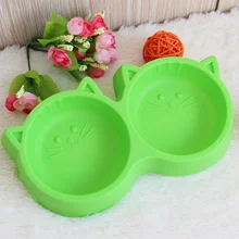 Pet Products Plastic Cat Face Pet Bowl Environmental Protection Non-toxic Dog Food Double Bowl Tableware Pet FeedingTool YL4