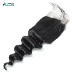 Allove перуанские глубокие свободные синтетические волосы волнистые 130% плотность натуральный цвет человеческие волосы закрытие не Реми