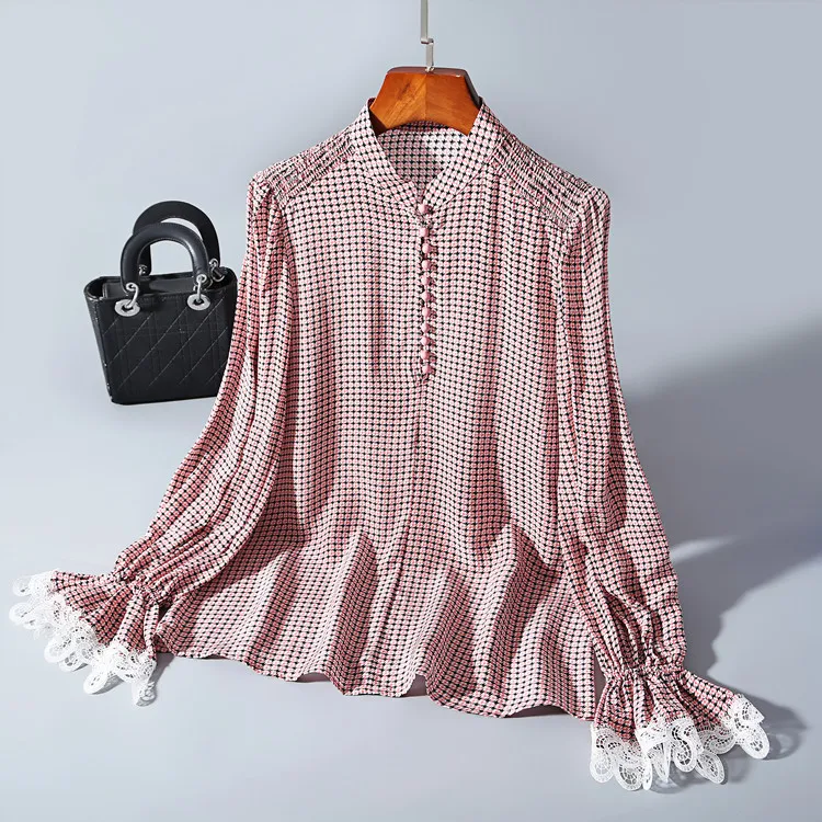 Tcyeek шелковые блузки женские топы и блузки Весенняя корейская модная одежда элегантные женские майки уличная Blusas LWL1620 - Цвет: as picture