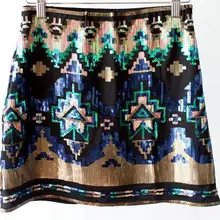 Женская мини-юбка с блестками в стиле ретро; короткая юбка яркого цвета