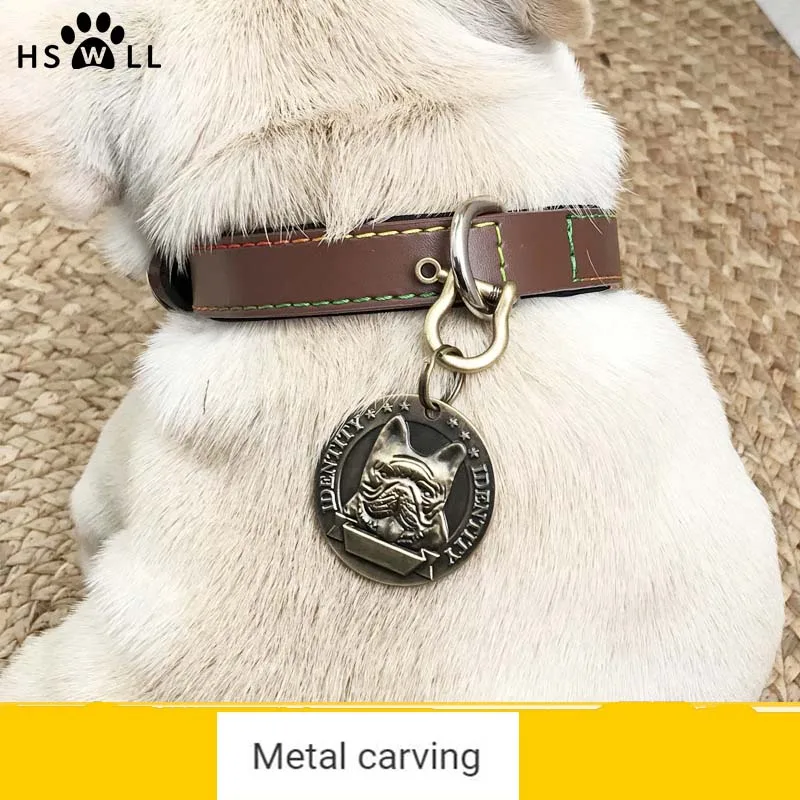 

HSWLL Small, medium and large dog identity card Can lettering dog metal medal necklace pet anti-lost embossed bronze dog tag