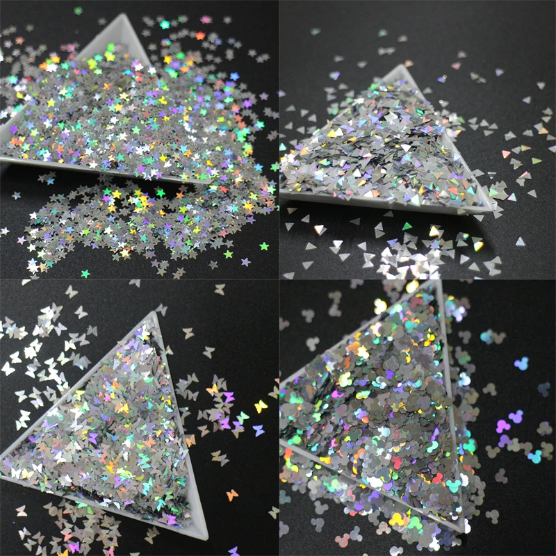 

10g/pack, 6 Shapes Choices! Holographic Glitters Laser Slices Paillettes Glitters Sequins For Nail,Body,Tattoo Art,Make Up.