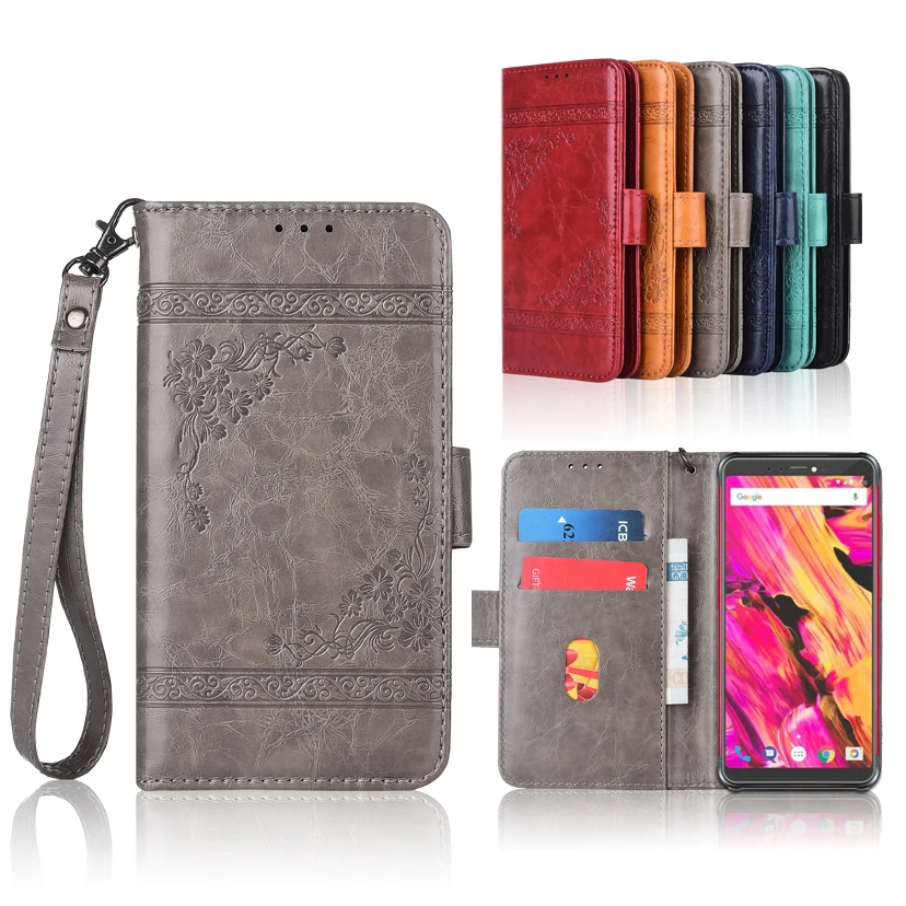 

Newest Wallet case for Vernee V2 Pro Flip case with Strap,100% special PU leather embossing flower book cover case