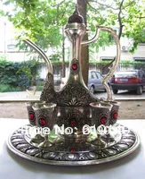 

0088 Tibet fine copper gilt silver ruby hand-carved flagon teapot/wine cup