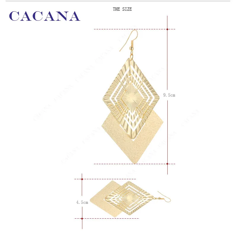 Длинные серьги CACANA полый ромб для женщин оптовая продажа хит продаж No. A99 A100|earings