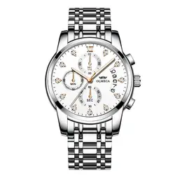 Новый OLMECA бренд часы Военная Relogio Masculino Водонепроницаемый часы светящиеся стрелки хронограф мужские наручные часы белый циферблат подарок
