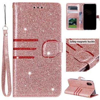 

100pcs/lot Stitching Glitter 3 card PU leather skin cover case for iphone 5 6 7 8 X XR XS Max 6 7 8 plus phone cover case