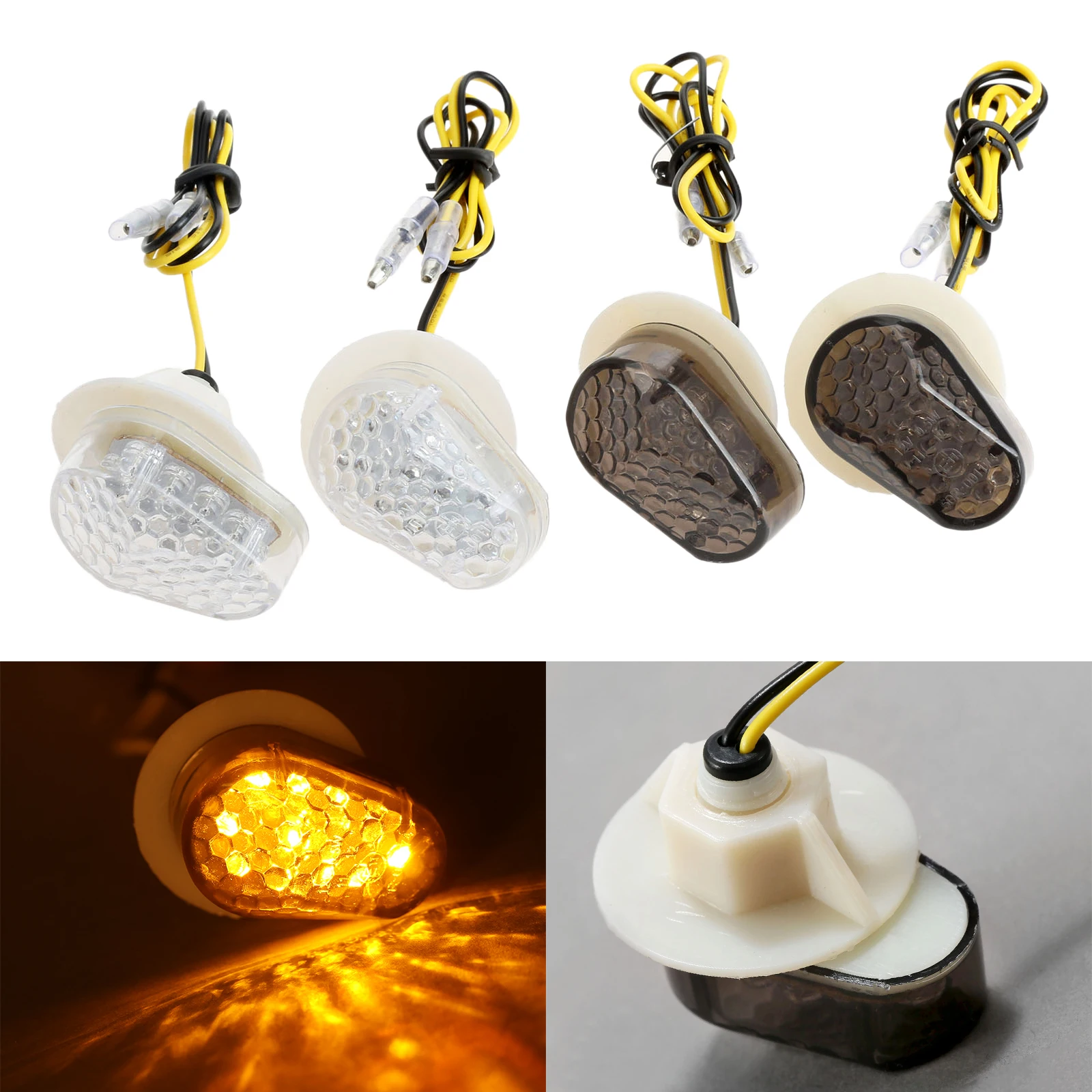 

12V Motorcycle LED Flush Mount Turn Signals Indicator Flashing Lights Blinker Lamp For Yamaha YZF R1 R6 R6S FZ1 FZ6 FZ8 FAZER
