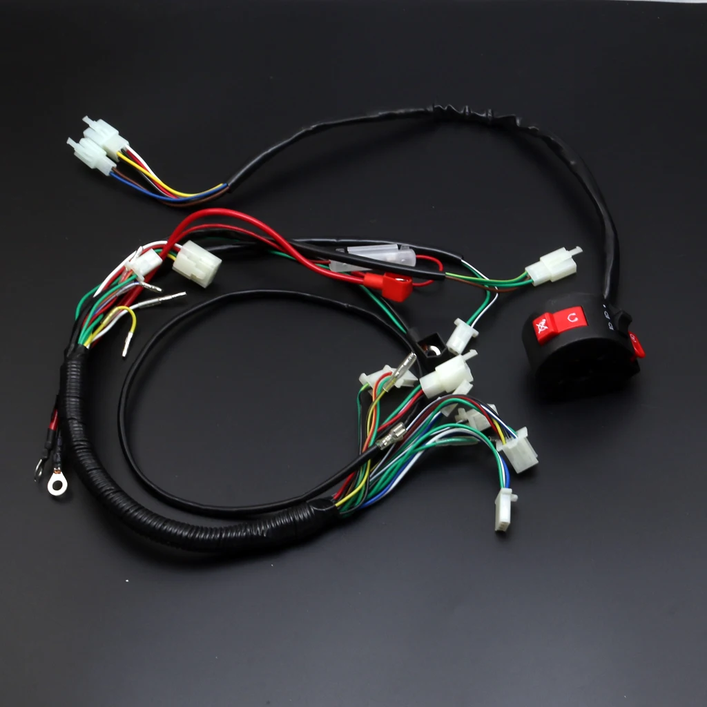 Electrics Wiring Harness Loom Quad Cluster Switch KEY SWITCH 50cc 70cc 90cc 110cc 125cc 140cc ATV Quad Bike Buggy Go Kart DAMOTO-in ATV Parts & Accessories ...