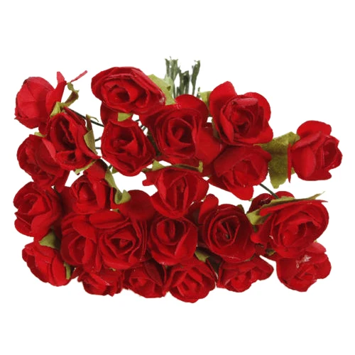 144 шт мини маленькая бумага искусственные розы цветы с бутонами DIY ремесло Свадебный декор дома, красный