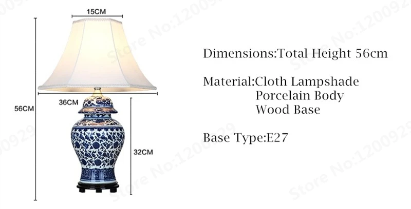 Фарфоровая настольная лампа в китайском стиле синего и белого цветов, винтажная керамическая декоративная настольная лампа для спальни/гостиной