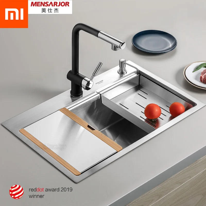 

Xiaomi Mijia Youpin Kitchen Multi-function Combination Hand-made Sink 50L Stainless Steel sink with chopping board drain basket