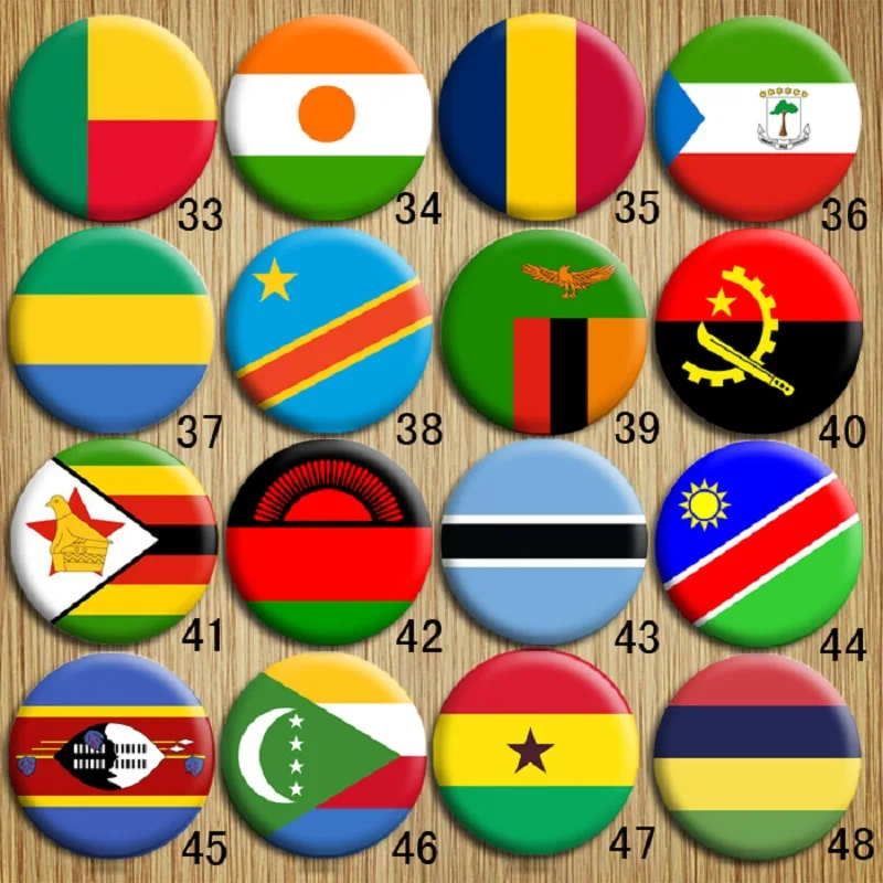 

The Personalized Gifts Africa National Flag Badge of Garner, Mauritius,Gabon,Angola,Zimbabwe Tinplate Brooches Party Favors