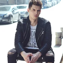 Женское индийское сари, распродажа, Новое поступление, мужской европейский стиль, имитация кожи, воротник, короткая косая молния, мужские байкерские куртки