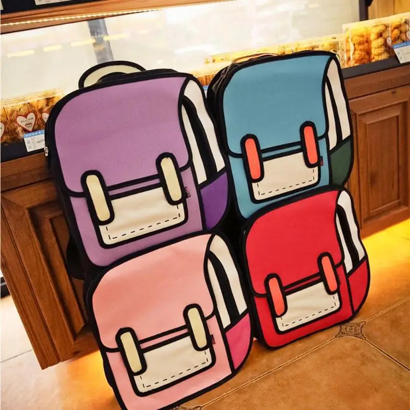 Flyone модные милые студенческие сумки для женщин рюкзак 3D прыжок стиль 2D рисунок мультфильм обратно сумка комиксов унисекс ранец Bolos FY0189 Z70