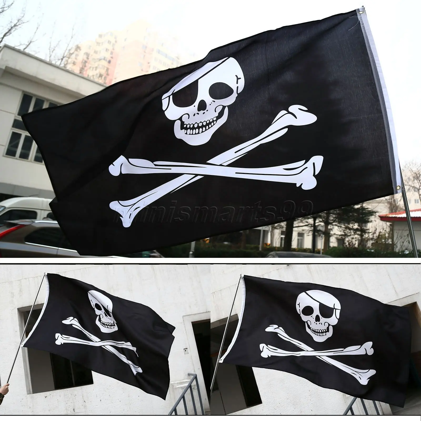 

5x3FT Pirate Flags Skull and Crossbones Jolly Roger Pirate Flags Party Banner Hanging Advertising Flag Decorative Items for Home