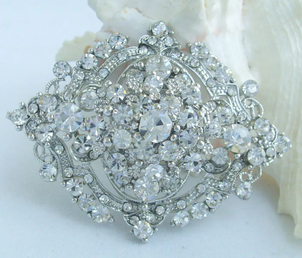Bridal Costume Jewelry Bouquet Wedding Bridal Rhinestone Crystal Flower