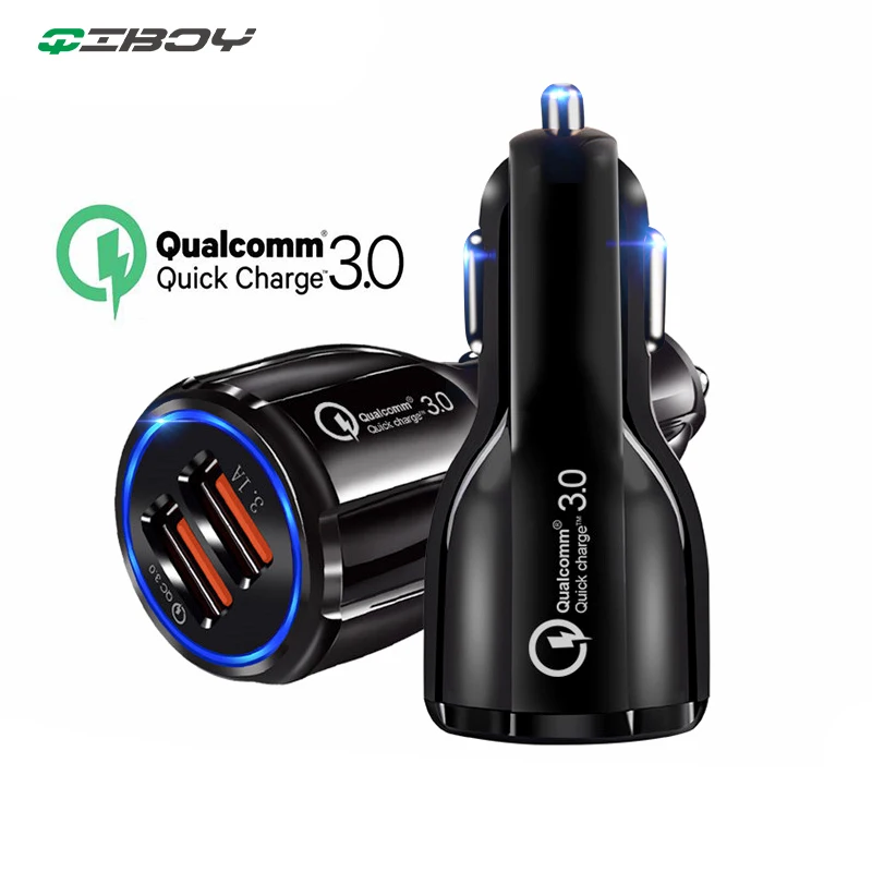 Автомобиль Зарядное устройство Quick Charge 2 Порты и разъёмы QC 3,0 2,0 быстрой зарядки мобильный телефон для Xiaomi Mi9 iPhone Xs 3.1A Max светодиодный USB Автомобильное Зарядное устройство