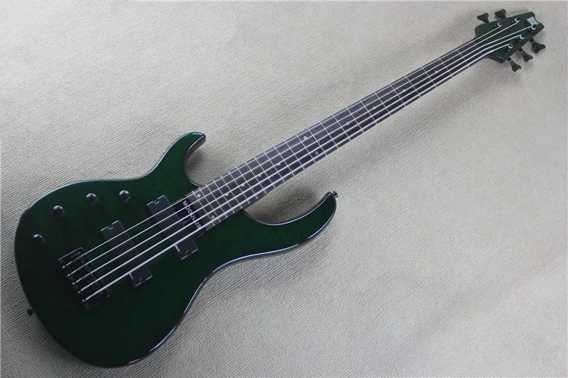 

2019 New + Factory + left handed Modulus 5 Bass lefty Quantum 5 Strings Electric Bass Guitar green Quilted Finish free shipping