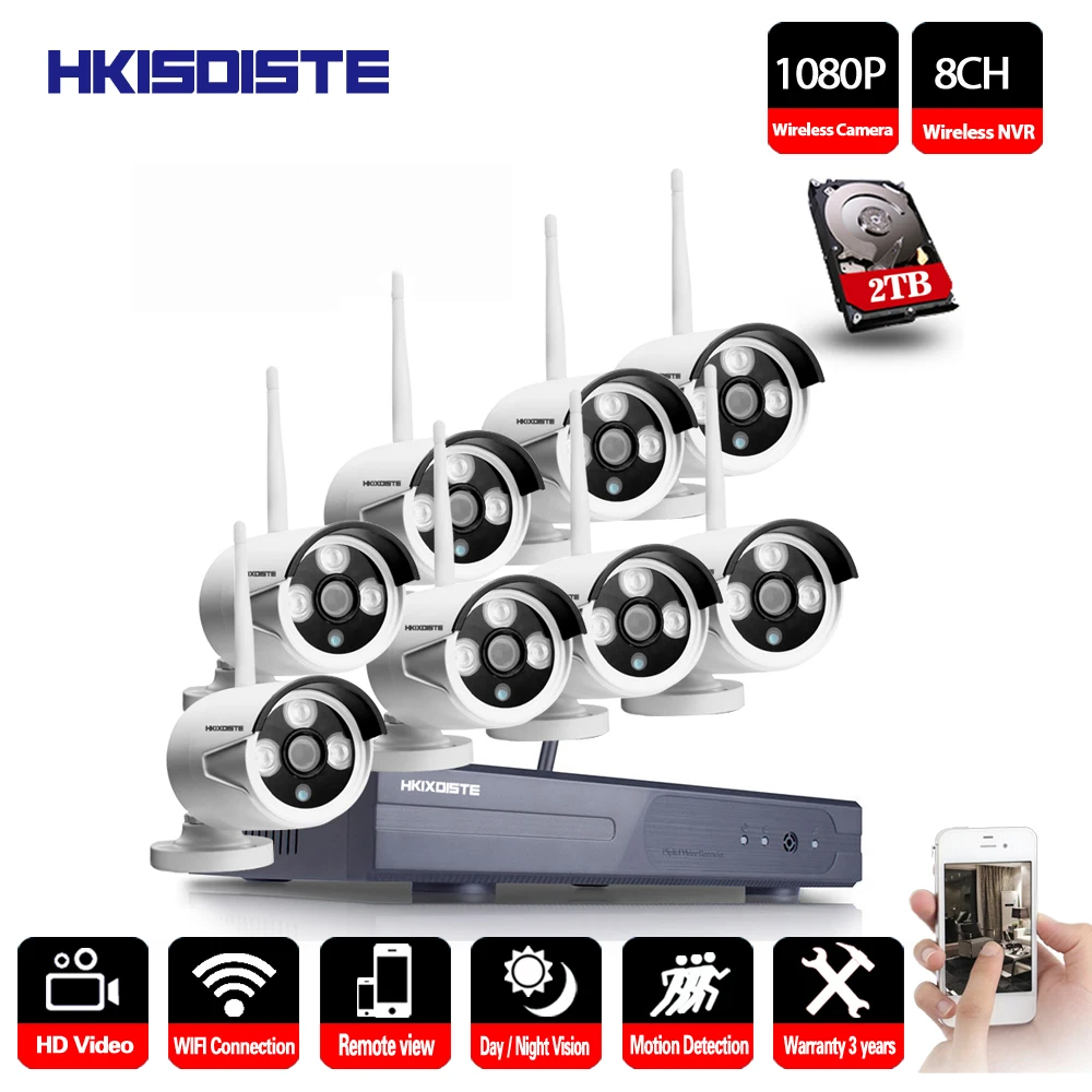 2MP CCTV System 1080P 8ch HD Wireless NVR kit 1TB HDD Outdoor IR Night Vision IP Wifi Camera Security System Surveillance 2MP CCTV System 1080P 8ch HD Wireless NVR kit 1TB HDD Outdoor IR Night Vision IP Wifi Camera Security System Surveillance