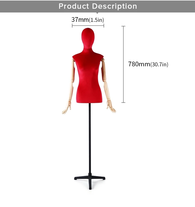 Манекен для тела швея дисплей роскошный магазин красный бархат с головой Регулируемый базовый манекен