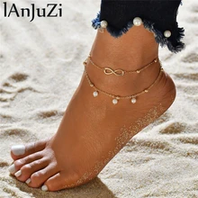 Шарм регулируемый браслет на ногу две цепочки несколько слоев пляжные браслеты на ногу Peal женские ноги цепи ноги ювелирные изделия подарок на Рождество