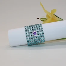 50 шт./партия, выполненные на заказ, ручная работа, озеро голубые стразы, сетчатые кольца для салфеток, отель, домашний стол, пряжка для салфеток, декор свадебного банкета