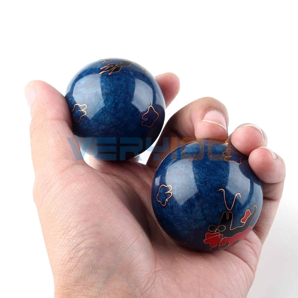 

NEW Chinese Health Exercise Baoding Balls Dragon Patternn Stress Relief Chrome Blue