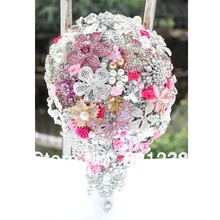 EMS,, розовые свадебные ювелирные изделия, держащие цветы, КАПЛЕВИДНАЯ брошь роскошный свадебный букет, Розовый Свадебный предпочтительный