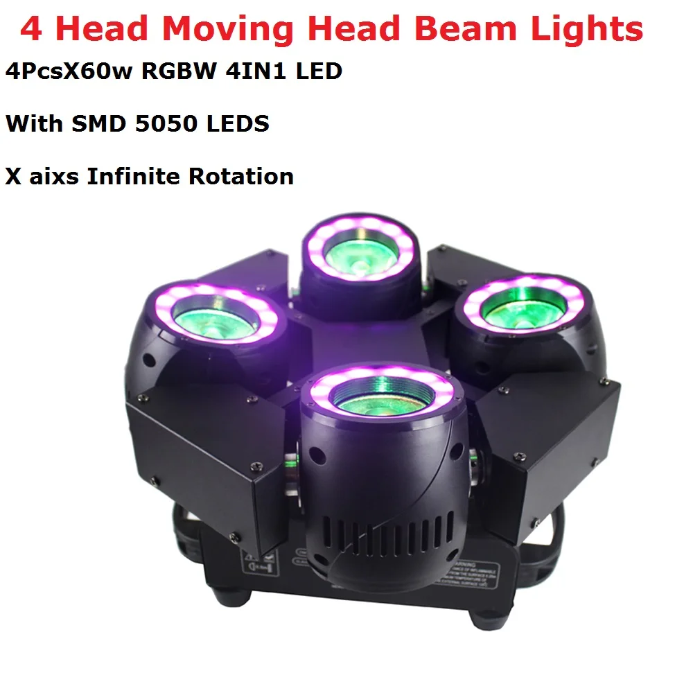 

4X60W LED RGBW 4IN1 Wash Lights DMX512 Moving Head Beam Lights With SMD5050 LEDS Professional Dj Bar Show Lights LED Stage Light