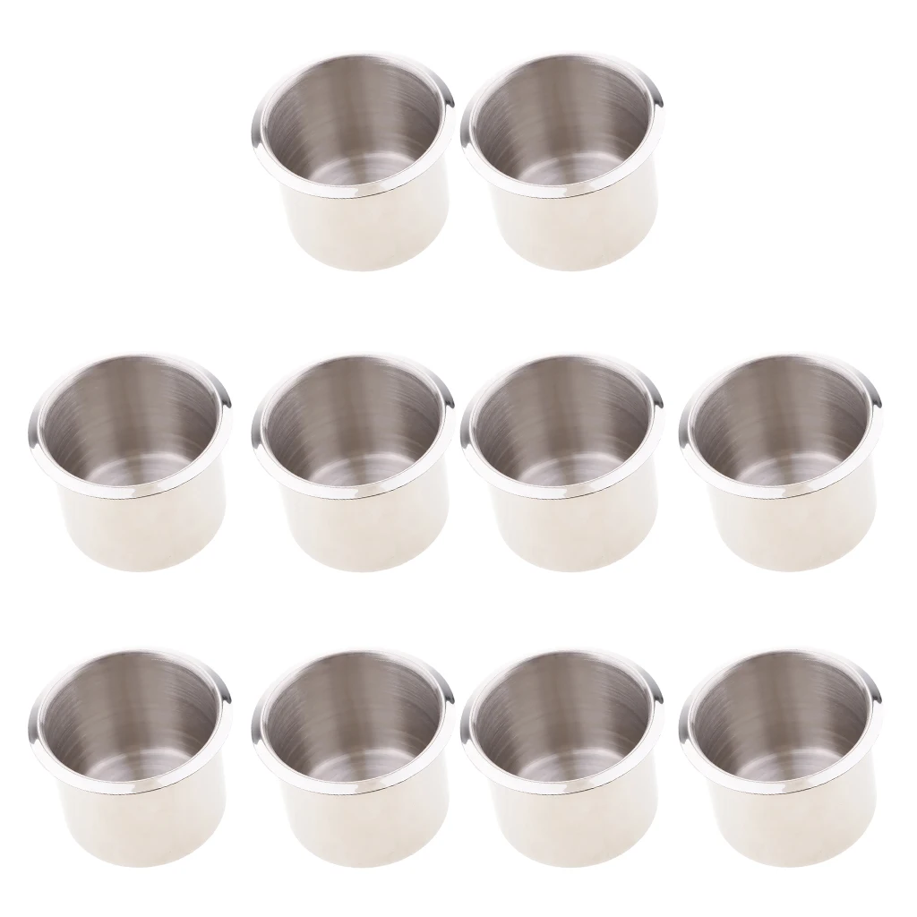 10 Pack 68x55mm Stainless Steel Recessed Cup Drink Holder For Marine Boat RV Camper Vehicle 