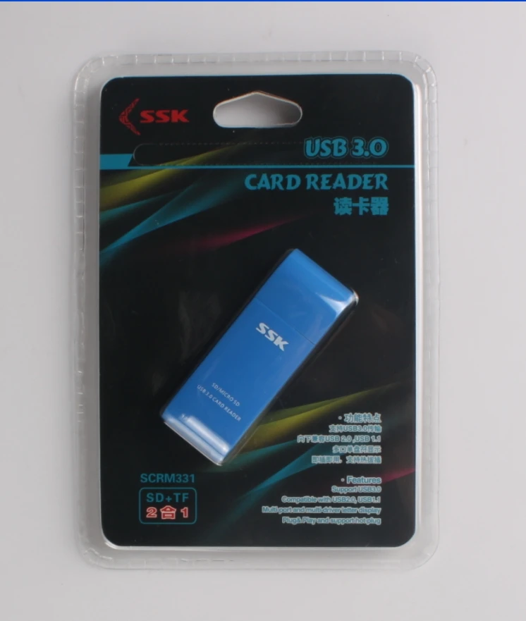 SSK SCRM331 USB 3,0 картридеры 2 в 1 Высокоскоростной USB 3,0 SD/Micro SD/SDXC/TF/T-Flash адаптер для чтения карт памяти