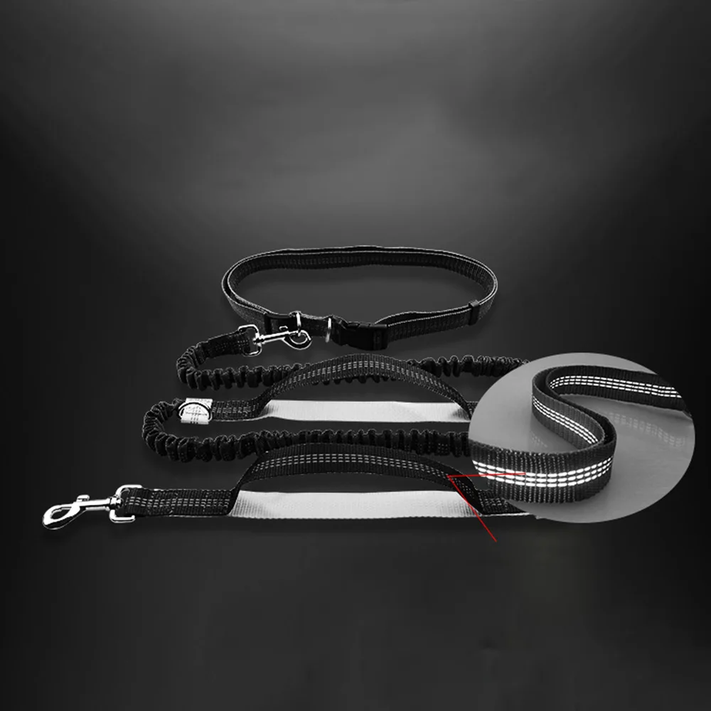 Sports Dog Leash Running Jogging Waist Belt Pet Elastic Double elasticity Leash For Up to 150 lbs Large Dogs Free Bag Dispenser (5)