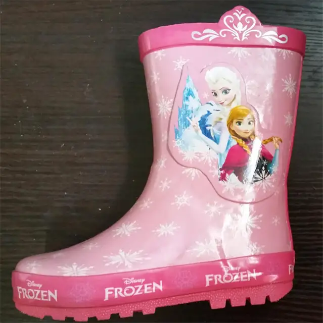 2019 New Disney Frozen Annie Girls Rain boots Cute Pink Elsa Snow Princess Water shoes Student Rain boots Rubber size 23-36 2