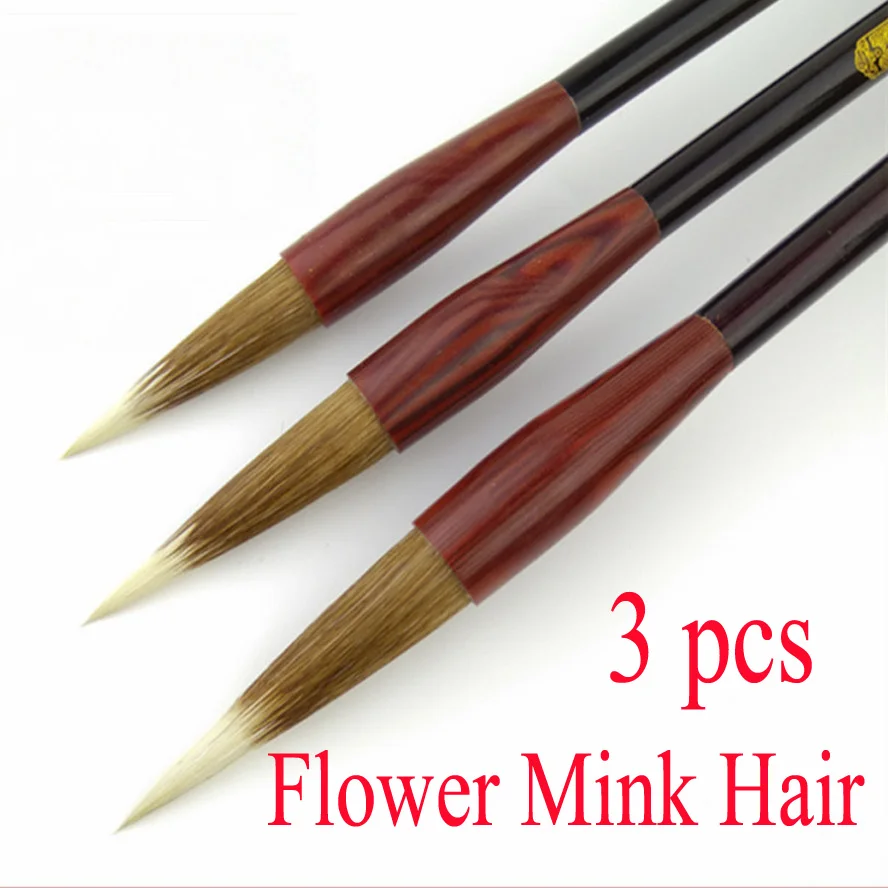 Escovas de Caligrafia Escova para Pintura do Artista Presente para Fontes da Arte Chinesa Flor Mink Cabelo Caligrafia Melhor 3 Pcs 3 Cheap Pincéis de pintura