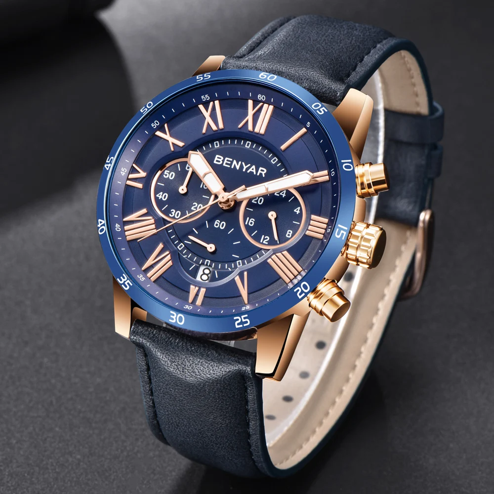 Benyar Watches Men Luxury Brand Quartz Watch Fashion Chronograph Sport Reloj Hombre Clock Male-6