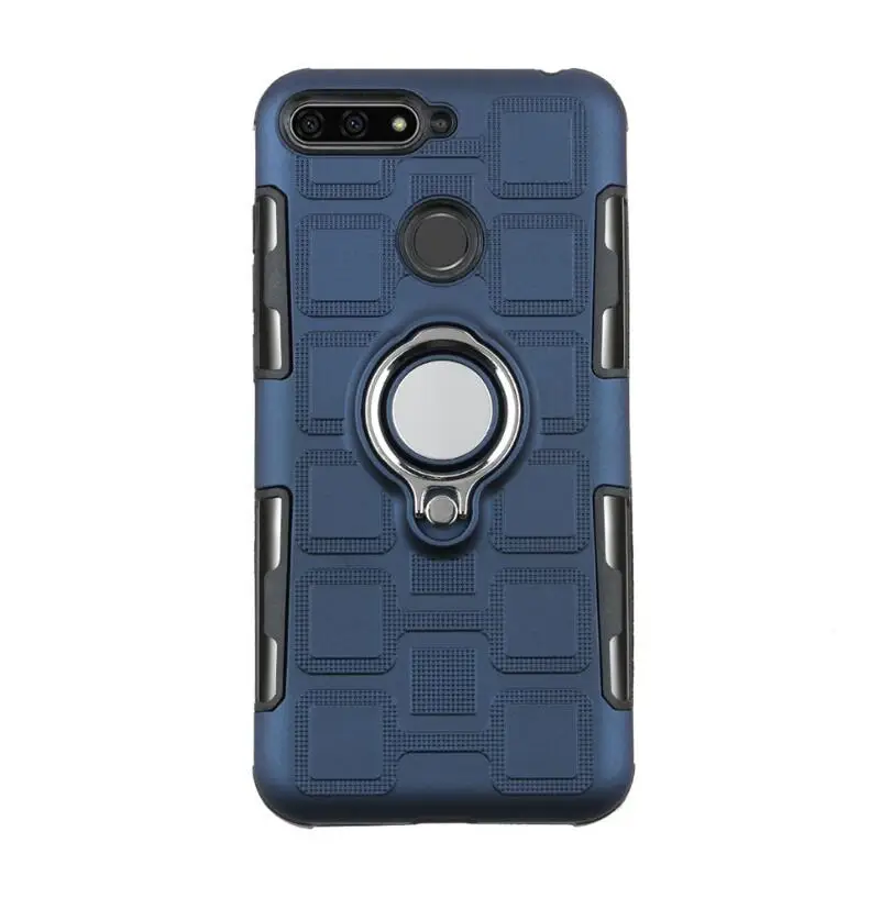 Royal Blue Роскошный бронированный чехол для huawei Y6 Prime, силиконовый чехол для телефона, для huawei Y6 Prime, противоударный чехол на заднюю панель, чехол с кольцом-держателем - Цвет: Royal Blue